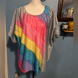 Vintage 1980s, Shaker Sport, Neon, Rainbow Top